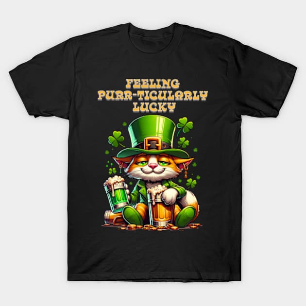 St Patricks day leprechaun cat - Feeling purr-ticularly lucky T-Shirt by BrisaArtPrints